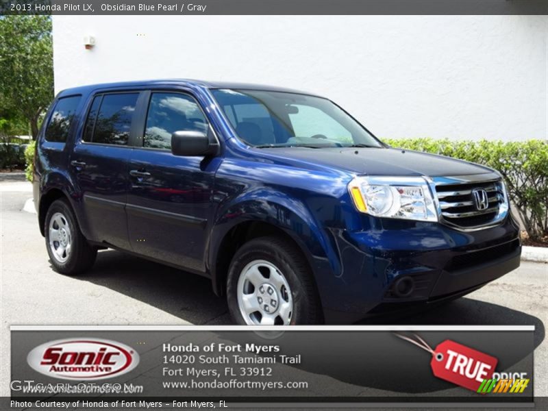 Obsidian Blue Pearl / Gray 2013 Honda Pilot LX