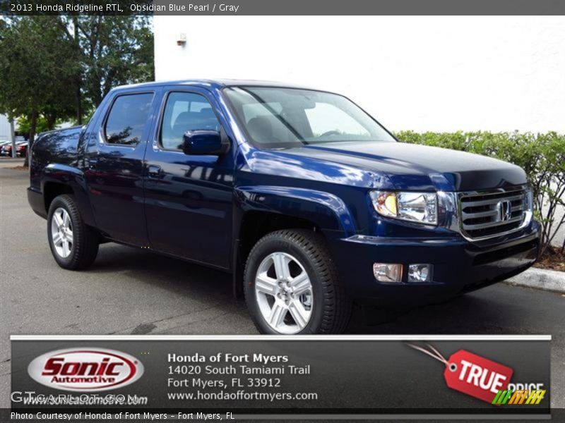 Obsidian Blue Pearl / Gray 2013 Honda Ridgeline RTL