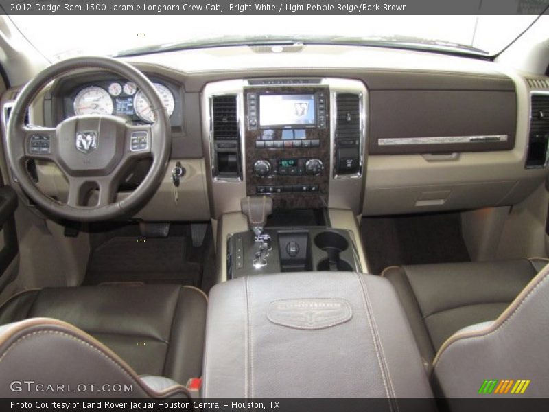 Bright White / Light Pebble Beige/Bark Brown 2012 Dodge Ram 1500 Laramie Longhorn Crew Cab