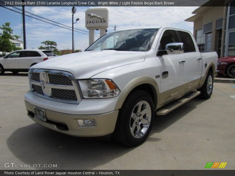 Bright White / Light Pebble Beige/Bark Brown 2012 Dodge Ram 1500 Laramie Longhorn Crew Cab
