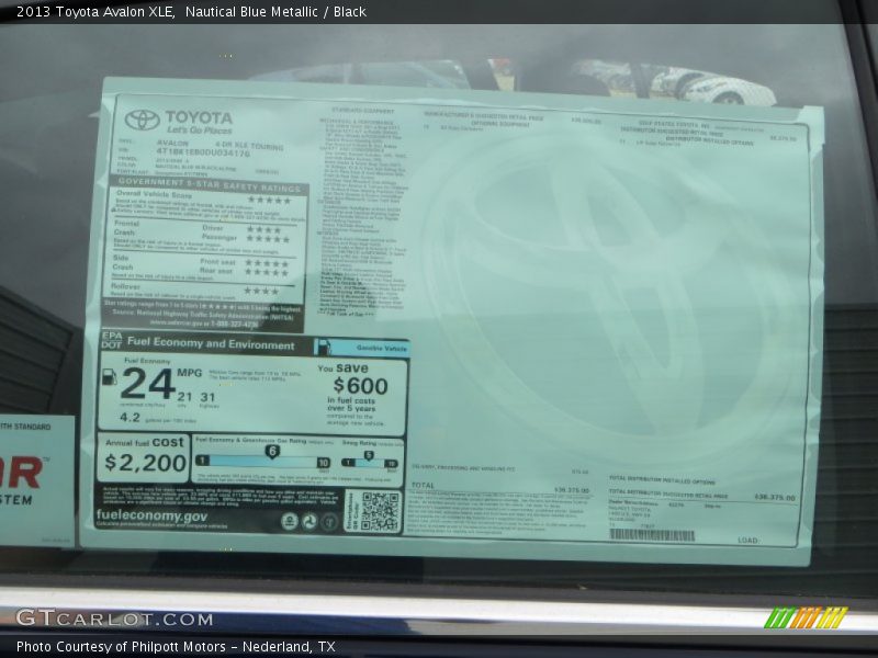 Nautical Blue Metallic / Black 2013 Toyota Avalon XLE