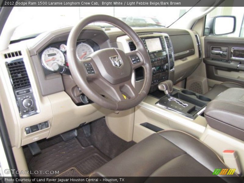 Bright White / Light Pebble Beige/Bark Brown 2012 Dodge Ram 1500 Laramie Longhorn Crew Cab