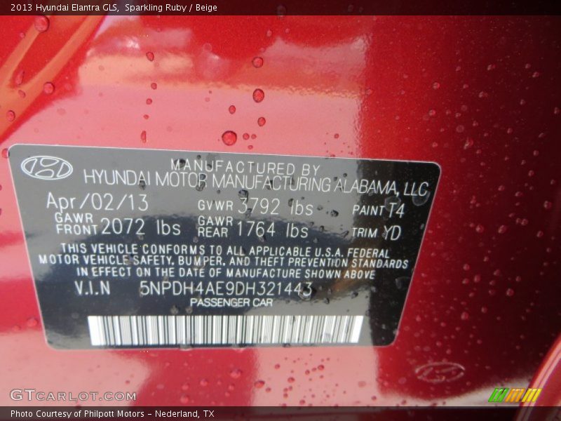 Sparkling Ruby / Beige 2013 Hyundai Elantra GLS
