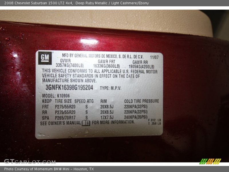 Deep Ruby Metallic / Light Cashmere/Ebony 2008 Chevrolet Suburban 1500 LTZ 4x4