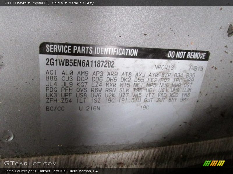 Gold Mist Metallic / Gray 2010 Chevrolet Impala LT