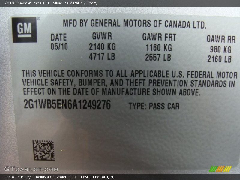 Silver Ice Metallic / Ebony 2010 Chevrolet Impala LT
