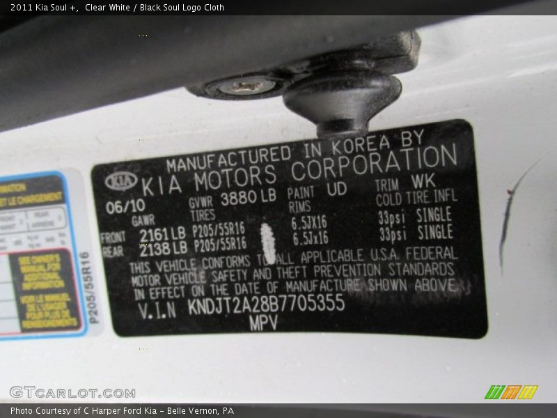 Clear White / Black Soul Logo Cloth 2011 Kia Soul +