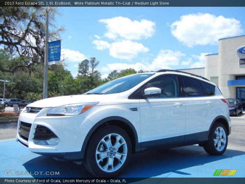 White Platinum Metallic Tri-Coat / Medium Light Stone 2013 Ford Escape SEL 1.6L EcoBoost