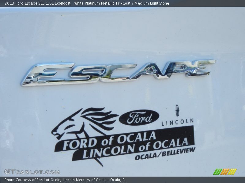 White Platinum Metallic Tri-Coat / Medium Light Stone 2013 Ford Escape SEL 1.6L EcoBoost
