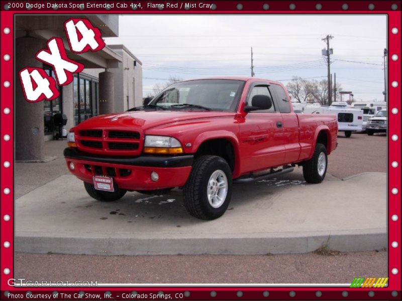 Flame Red / Mist Gray 2000 Dodge Dakota Sport Extended Cab 4x4