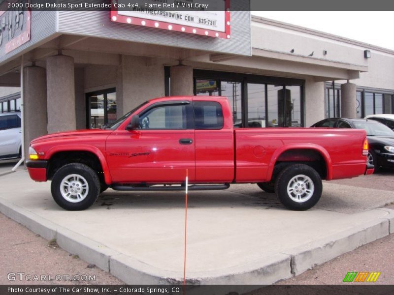 Flame Red / Mist Gray 2000 Dodge Dakota Sport Extended Cab 4x4