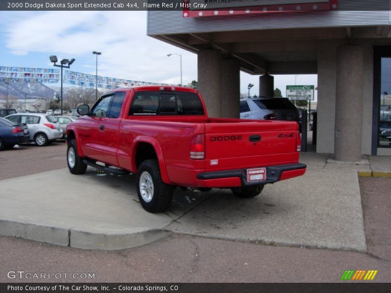 Flame Red / Mist Gray 2000 Dodge Dakota Sport Extended Cab 4x4