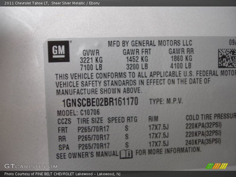 Sheer Silver Metallic / Ebony 2011 Chevrolet Tahoe LT
