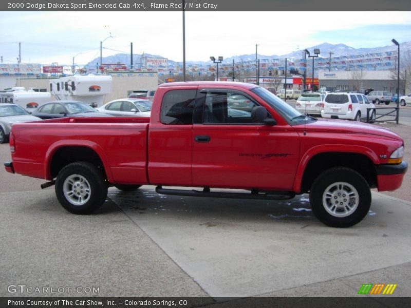 Flame Red / Mist Gray 2000 Dodge Dakota Sport Extended Cab 4x4