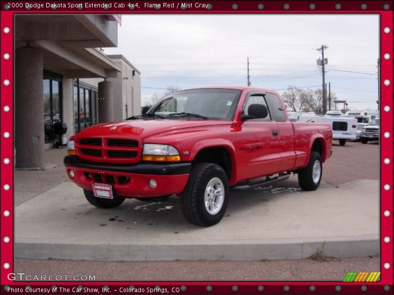 Flame Red / Mist Gray 2000 Dodge Dakota Sport Extended Cab 4x4