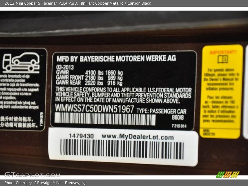 B60 - 2013 Mini Cooper S Paceman ALL4 AWD
