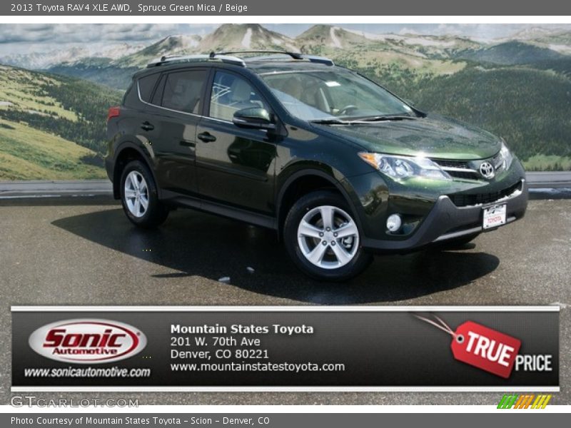 Spruce Green Mica / Beige 2013 Toyota RAV4 XLE AWD