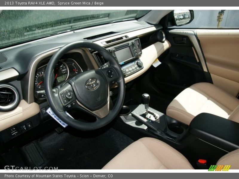 Spruce Green Mica / Beige 2013 Toyota RAV4 XLE AWD