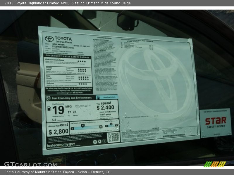 Sizzling Crimson Mica / Sand Beige 2013 Toyota Highlander Limited 4WD