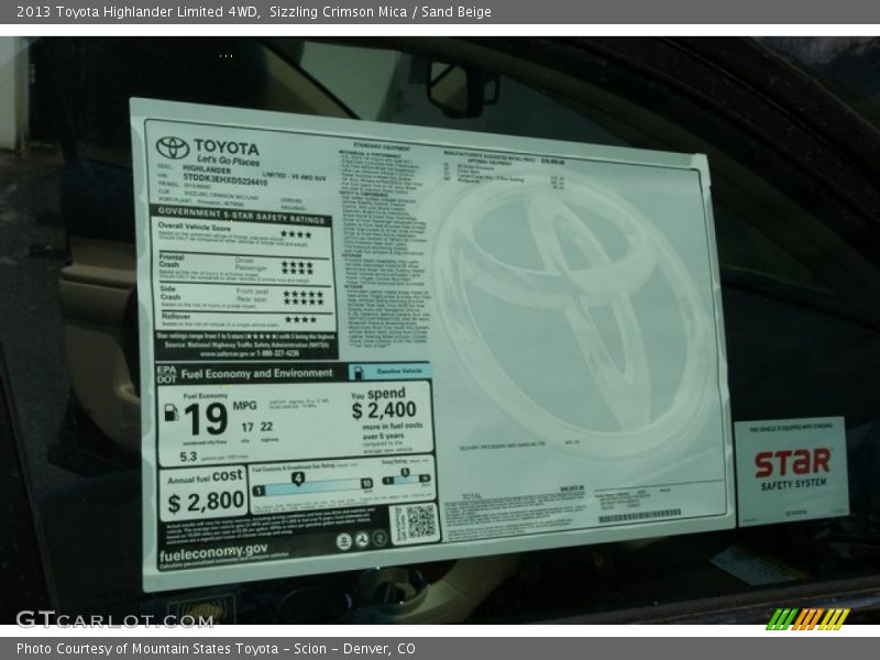 Sizzling Crimson Mica / Sand Beige 2013 Toyota Highlander Limited 4WD