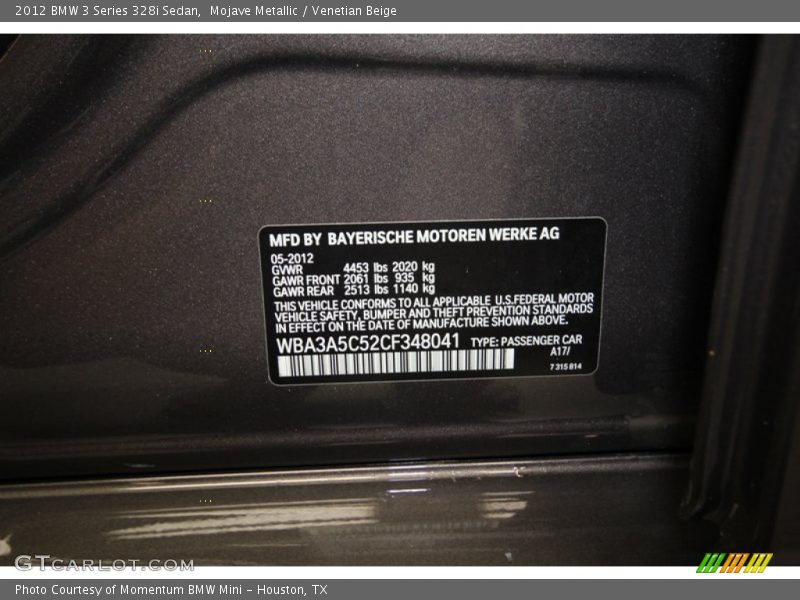 Mojave Metallic / Venetian Beige 2012 BMW 3 Series 328i Sedan