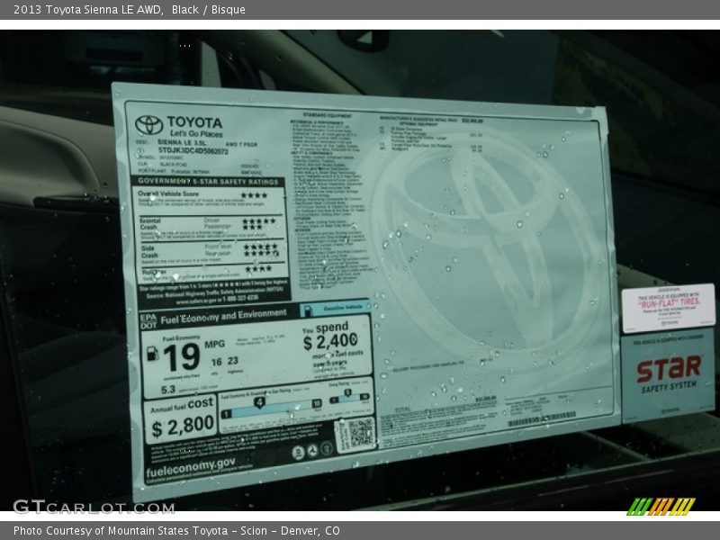 Black / Bisque 2013 Toyota Sienna LE AWD