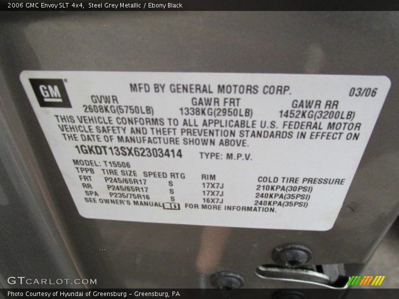 Steel Grey Metallic / Ebony Black 2006 GMC Envoy SLT 4x4