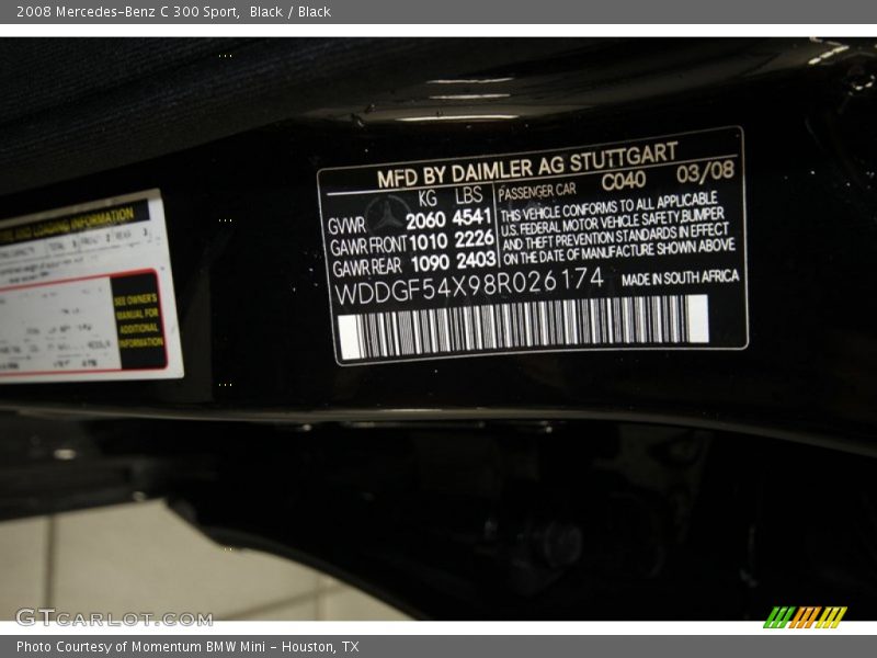 Black / Black 2008 Mercedes-Benz C 300 Sport