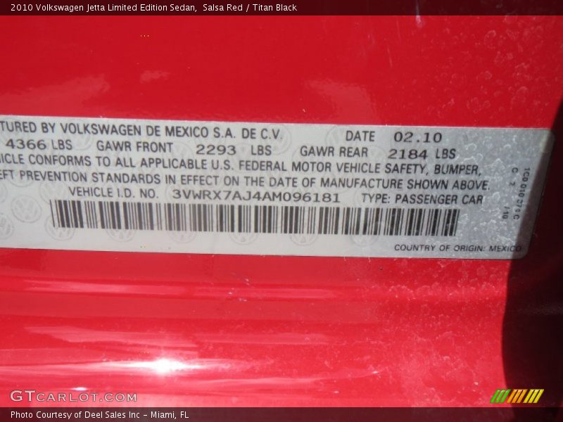 Salsa Red / Titan Black 2010 Volkswagen Jetta Limited Edition Sedan