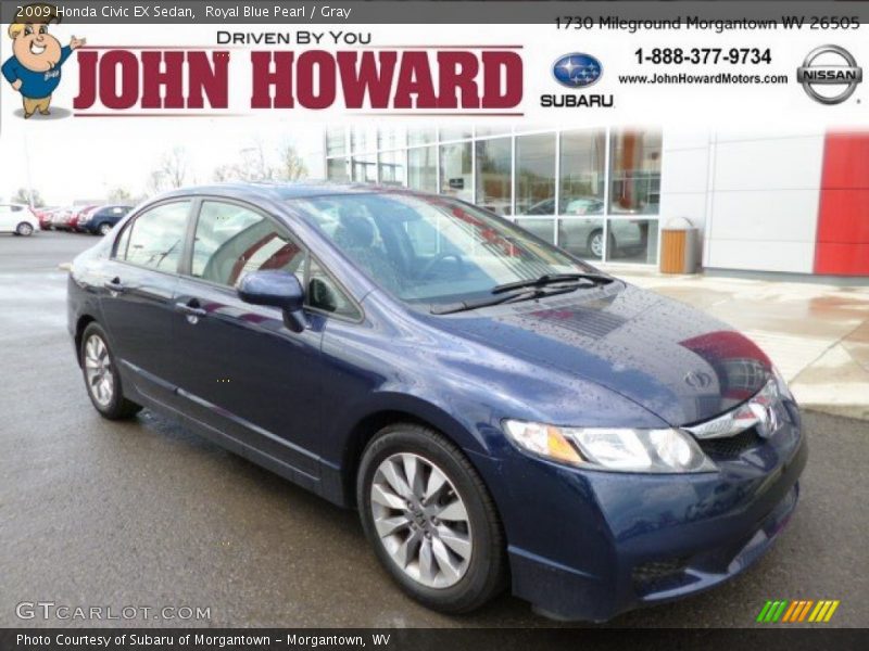 Royal Blue Pearl / Gray 2009 Honda Civic EX Sedan