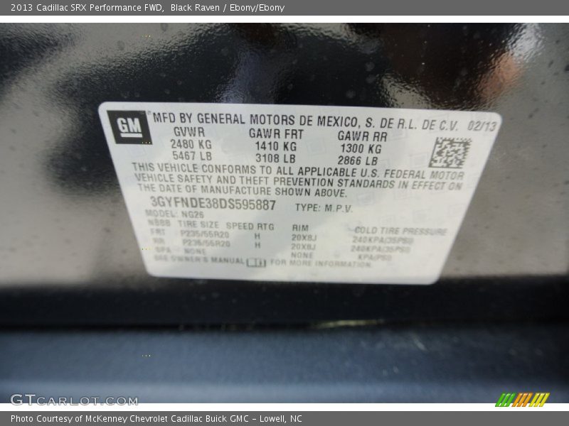 Black Raven / Ebony/Ebony 2013 Cadillac SRX Performance FWD