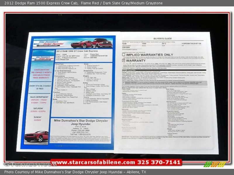 Flame Red / Dark Slate Gray/Medium Graystone 2012 Dodge Ram 1500 Express Crew Cab