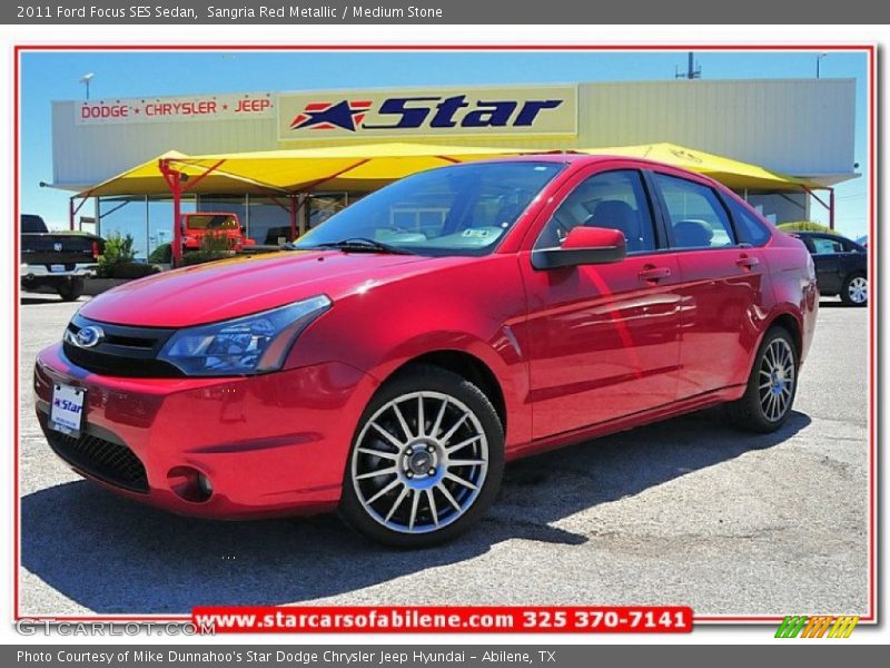 Sangria Red Metallic / Medium Stone 2011 Ford Focus SES Sedan
