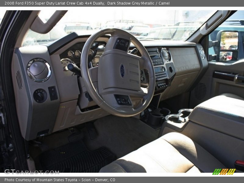Dark Shadow Grey Metallic / Camel 2008 Ford F350 Super Duty Lariat Crew Cab 4x4 Dually