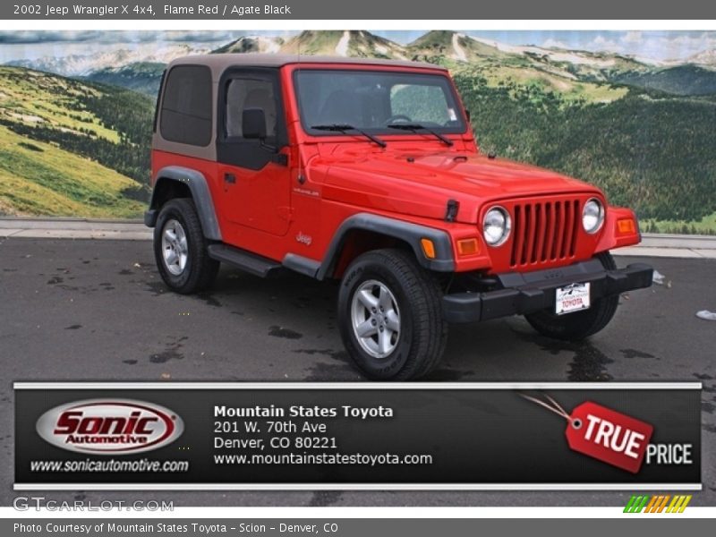 Flame Red / Agate Black 2002 Jeep Wrangler X 4x4