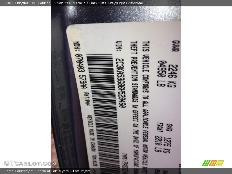 Silver Steel Metallic / Dark Slate Gray/Light Graystone 2006 Chrysler 300 Touring