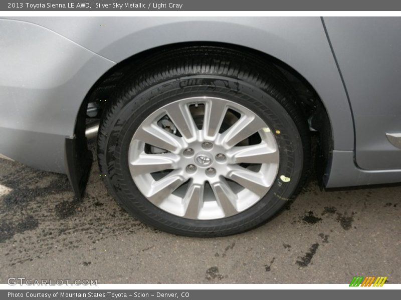 Silver Sky Metallic / Light Gray 2013 Toyota Sienna LE AWD