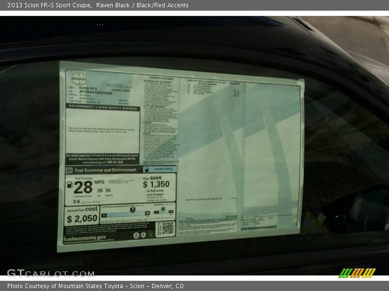 Raven Black / Black/Red Accents 2013 Scion FR-S Sport Coupe