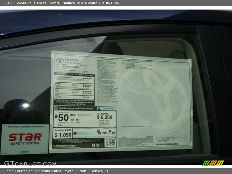 Nautical Blue Metallic / Misty Gray 2013 Toyota Prius Three Hybrid
