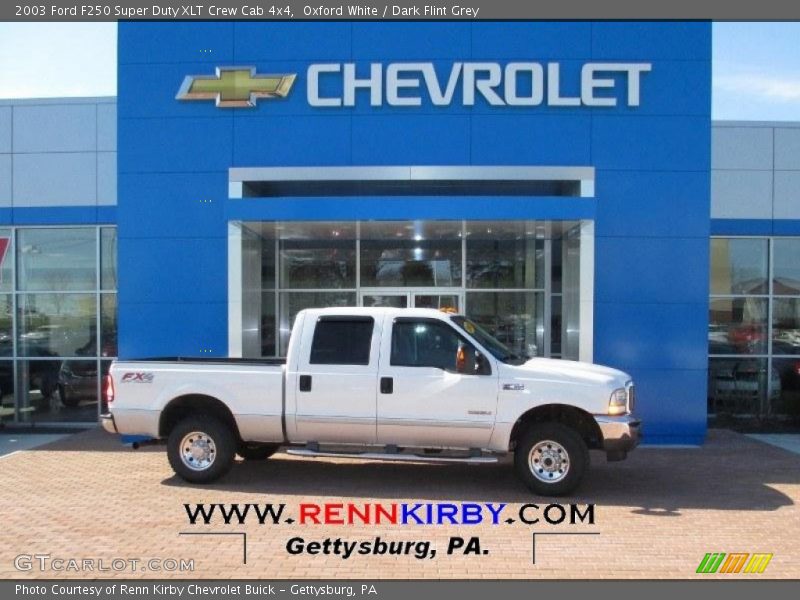 Oxford White / Dark Flint Grey 2003 Ford F250 Super Duty XLT Crew Cab 4x4