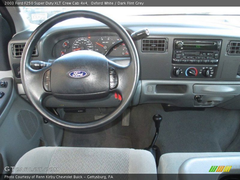 Oxford White / Dark Flint Grey 2003 Ford F250 Super Duty XLT Crew Cab 4x4