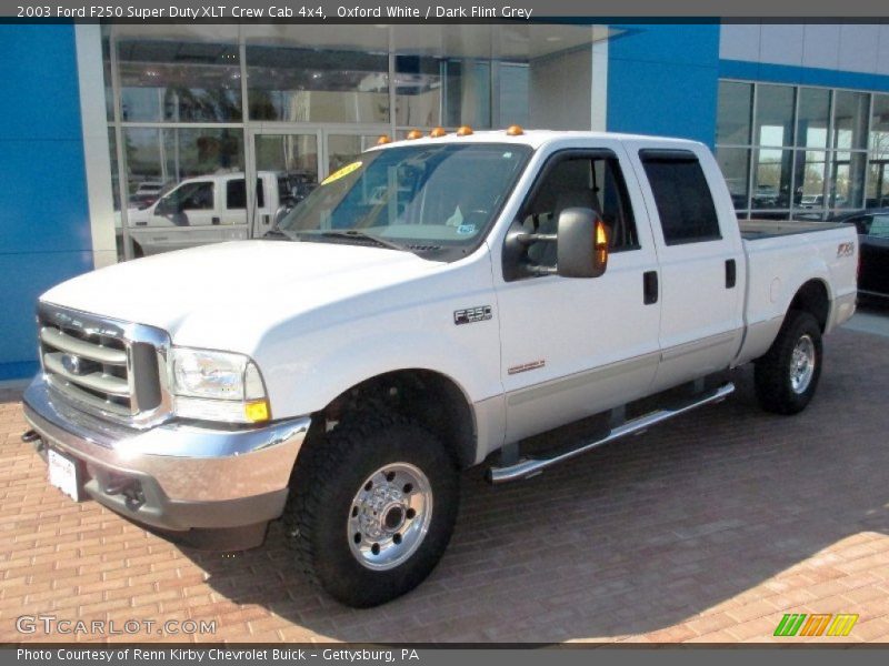 Oxford White / Dark Flint Grey 2003 Ford F250 Super Duty XLT Crew Cab 4x4