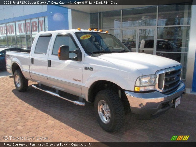 Oxford White / Dark Flint Grey 2003 Ford F250 Super Duty XLT Crew Cab 4x4