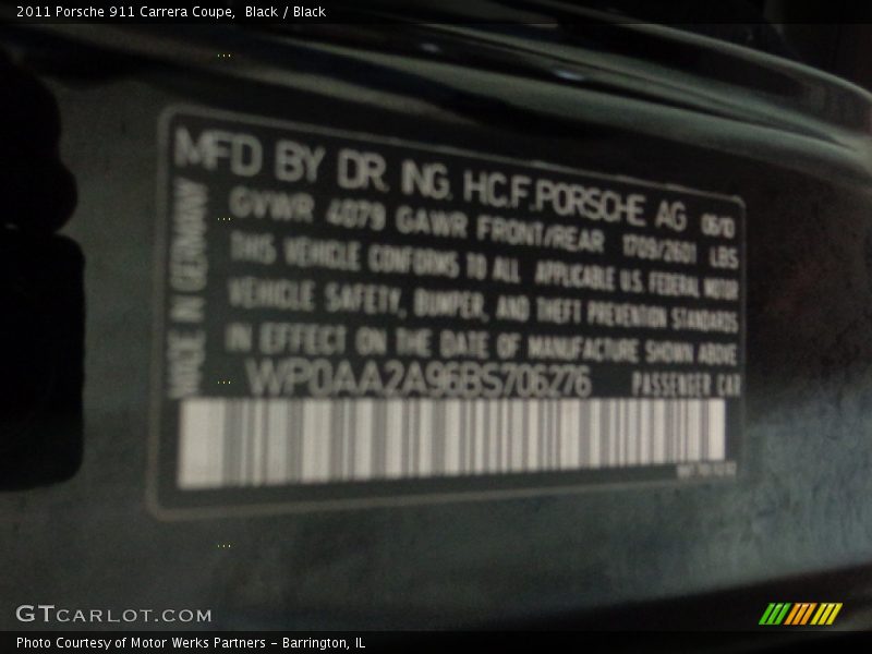 Black / Black 2011 Porsche 911 Carrera Coupe