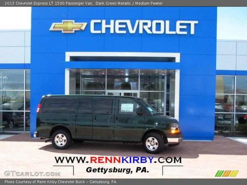 Dark Green Metallic / Medium Pewter 2013 Chevrolet Express LT 1500 Passenger Van