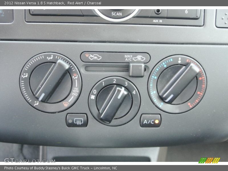 Red Alert / Charcoal 2012 Nissan Versa 1.8 S Hatchback