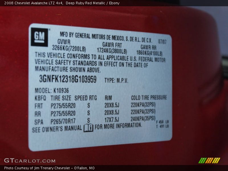 Deep Ruby Red Metallic / Ebony 2008 Chevrolet Avalanche LTZ 4x4