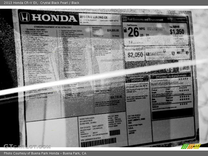 Crystal Black Pearl / Black 2013 Honda CR-V EX