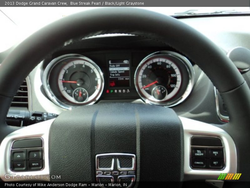 Blue Streak Pearl / Black/Light Graystone 2013 Dodge Grand Caravan Crew