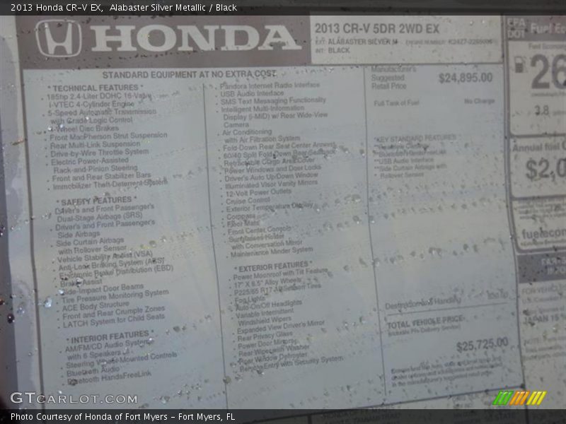 Alabaster Silver Metallic / Black 2013 Honda CR-V EX
